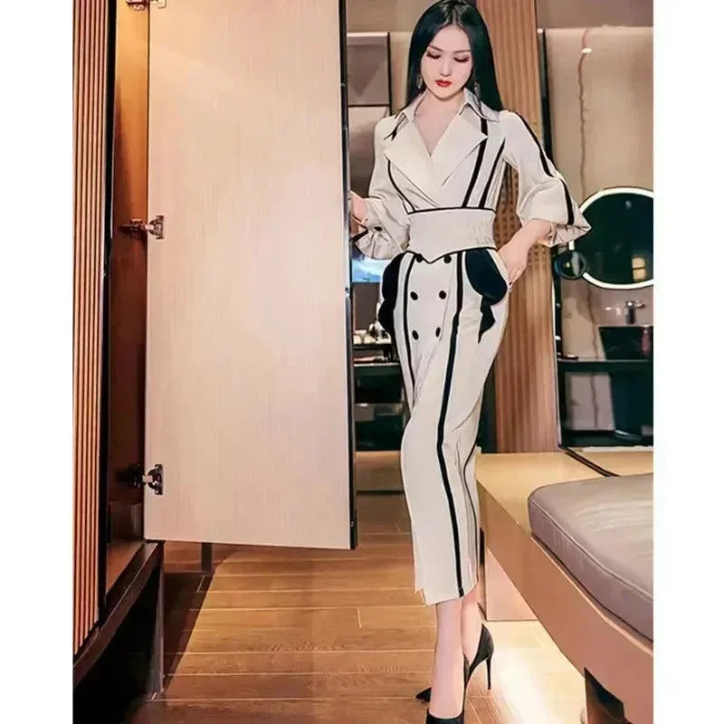 Women's Trench Coat Slim Fit Double Breasted Design