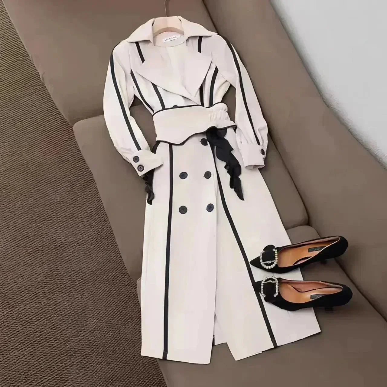 Women's Trench Coat Slim Fit Double Breasted Design