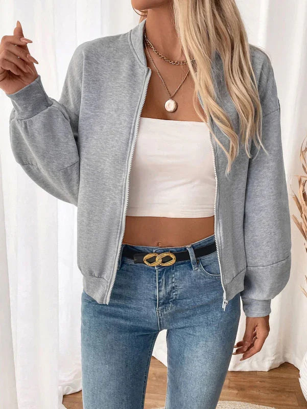 Women's Velvet Bomber Jacket Thickened Ribbed Style