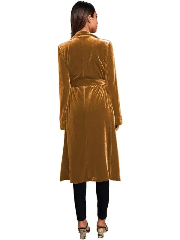 Women's Velvet Coat Longline Open Front Style
