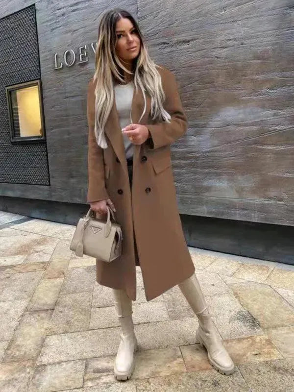 Women's Wool Blend Overcoat Double Breasted Style