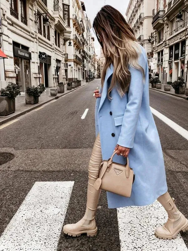 Women's Wool Blend Overcoat Double Breasted Style