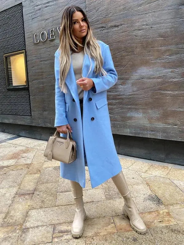 Women's Wool Blend Overcoat Double Breasted Style