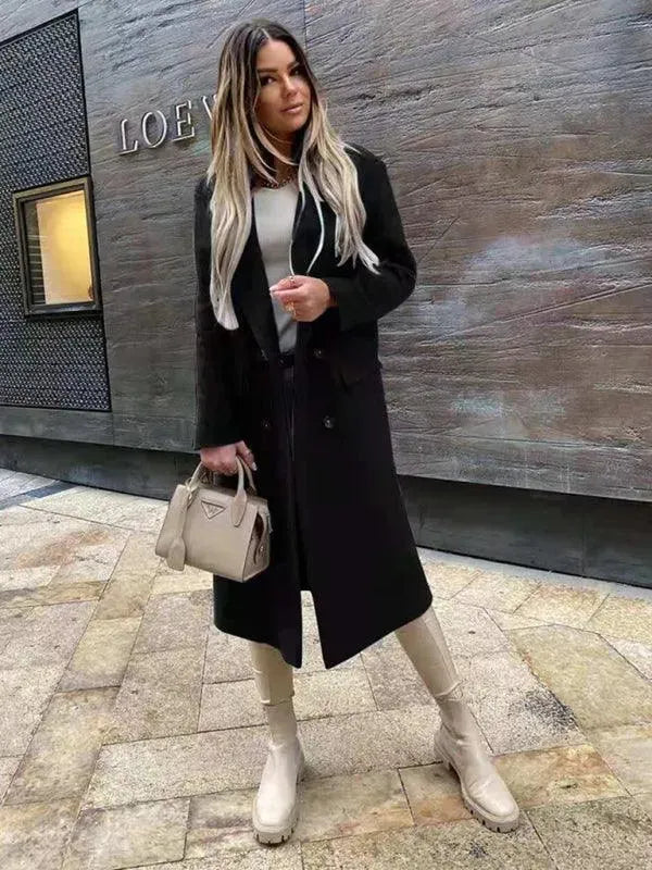 Women's Wool Blend Overcoat Double Breasted Style