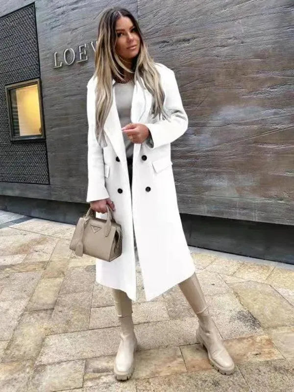 Women's Wool Blend Overcoat Double Breasted Style
