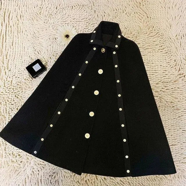 Women's Wool Cape Coat Batwing Elegant Style