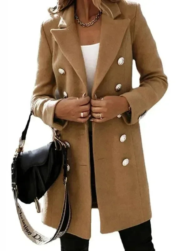Women's Wool Pea Coat Slim Fit Elegant Style