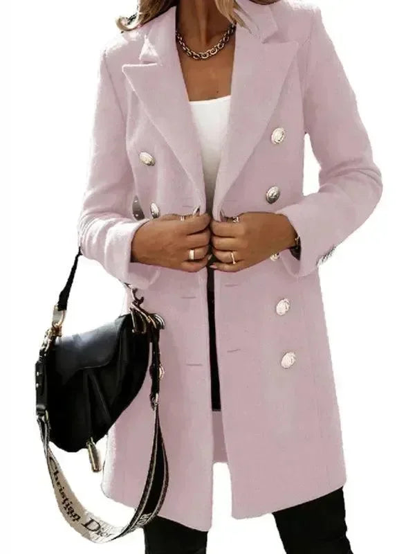Women's Wool Pea Coat Slim Fit Elegant Style