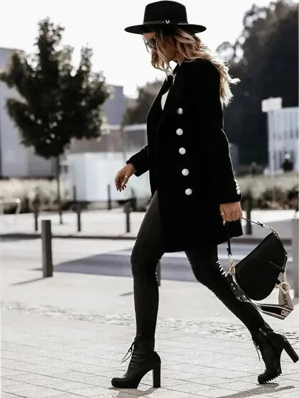Women's Wool Pea Coat Slim Fit Elegant Style