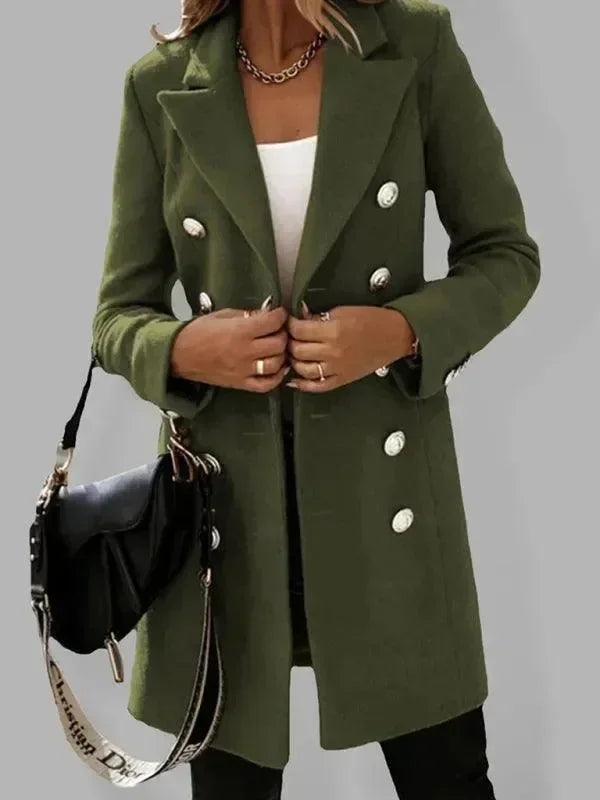 Women's Wool Pea Coat Slim Fit Elegant Style