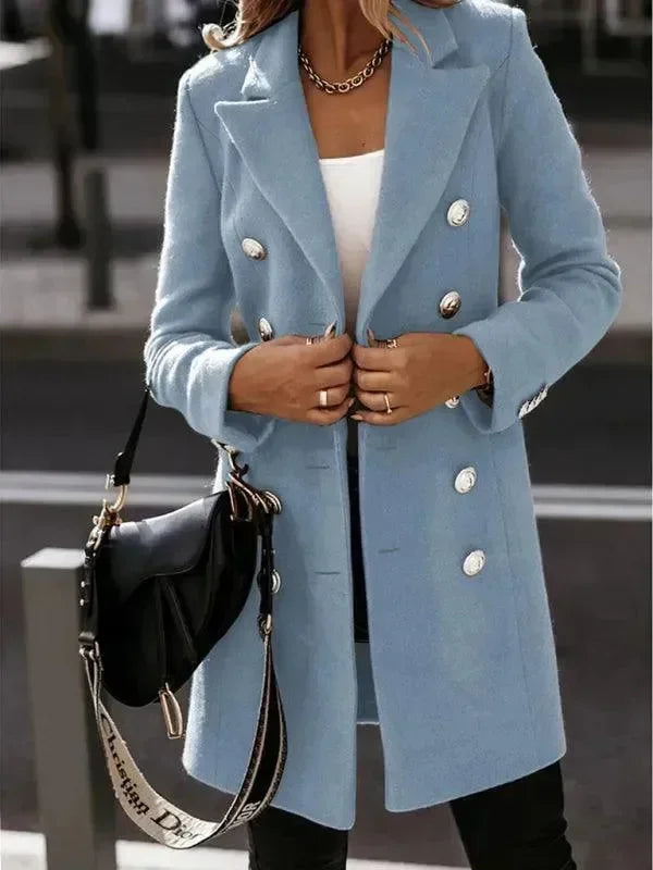 Women's Wool Pea Coat Slim Fit Elegant Style