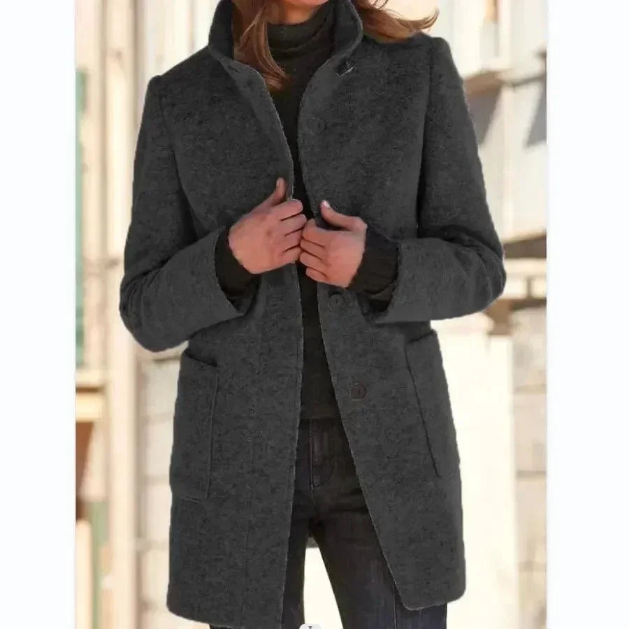 Women's Wool Trench Coat Mid Length Elegant Style