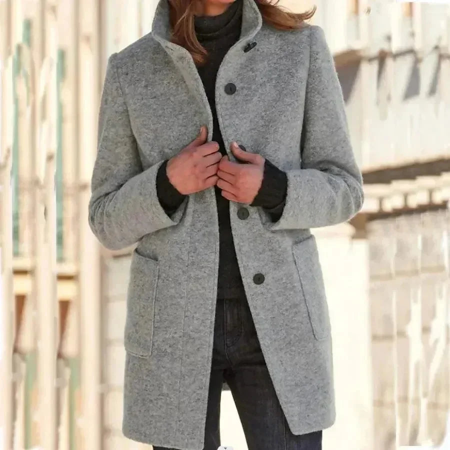 Women's Wool Trench Coat Mid Length Elegant Style