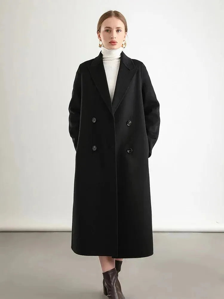 Women's Wool Wrap Coat Long Belted Fit