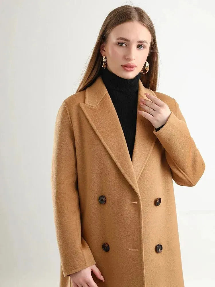 Women's Wool Wrap Coat Long Belted Fit