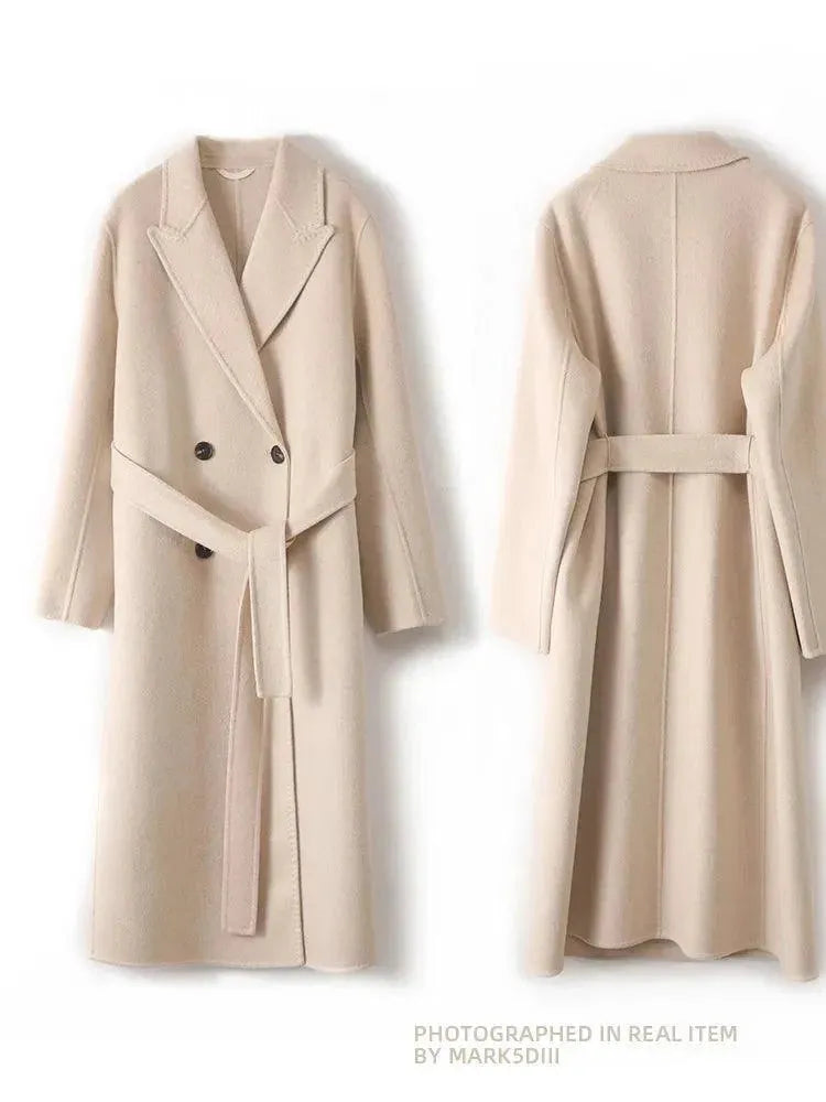 Women's Wool Wrap Coat Long Belted Fit