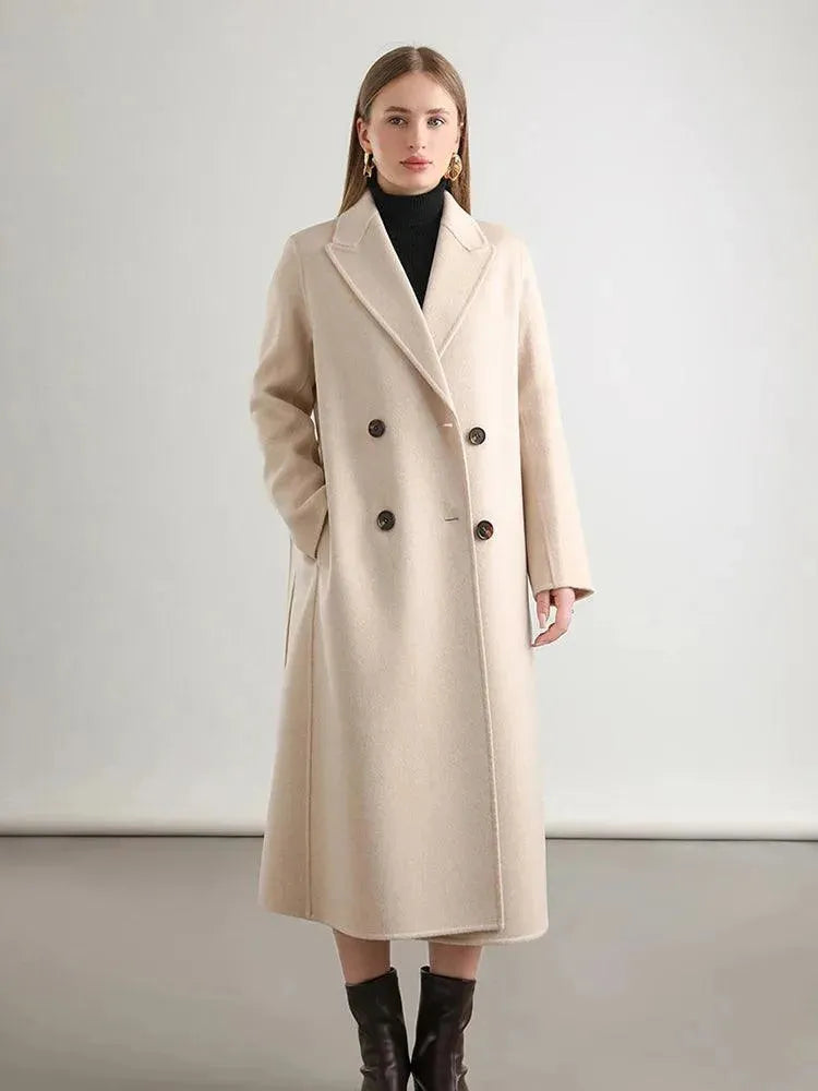 Women's Wool Wrap Coat Long Belted Fit