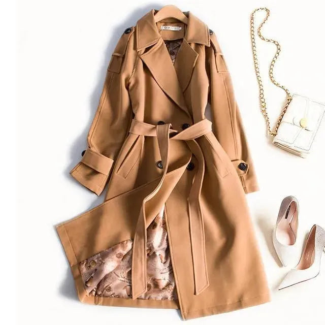 Women's Work Trench Coat Slim Fit Office Style