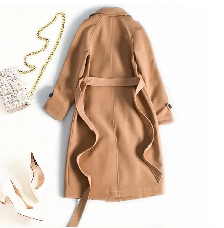 Women's Work Trench Coat Slim Fit Office Style