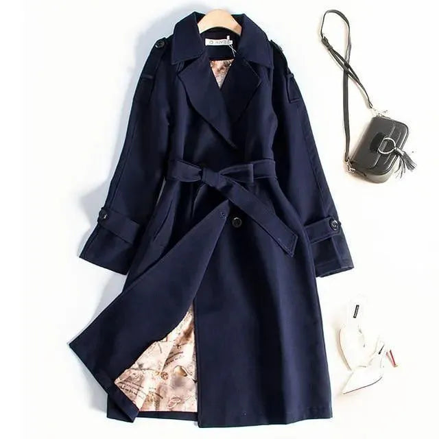 Women's Work Trench Coat Slim Fit Office Style