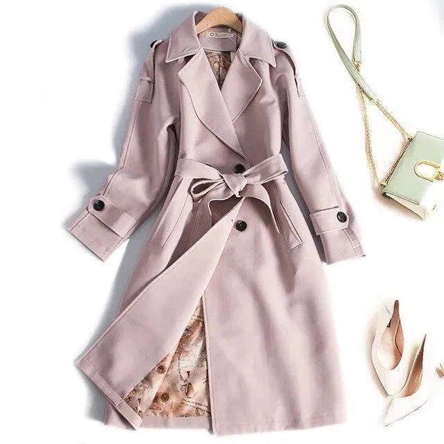 Women's Work Trench Coat Slim Fit Office Style