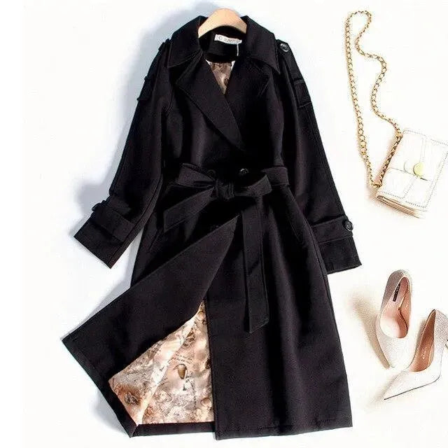 Women's Work Trench Coat Slim Fit Office Style