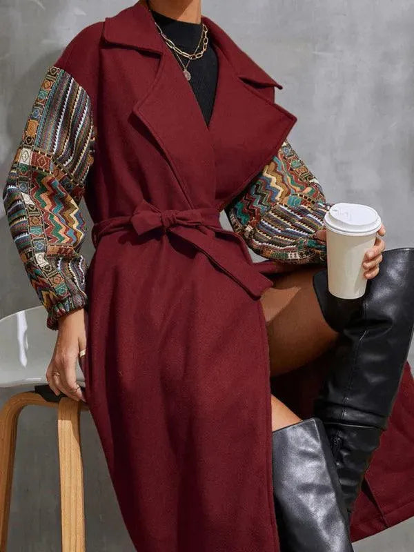 Women's Wrap Coat Longline Belted Elegant Style
