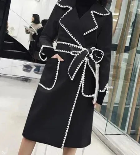Women's Wrap Coat Longline Belted Elegant Style