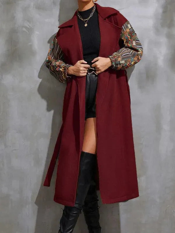 Women's Wrap Coat Longline Belted Elegant Style