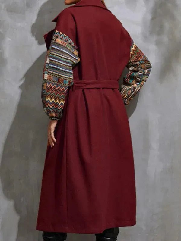 Women's Wrap Coat Longline Belted Elegant Style