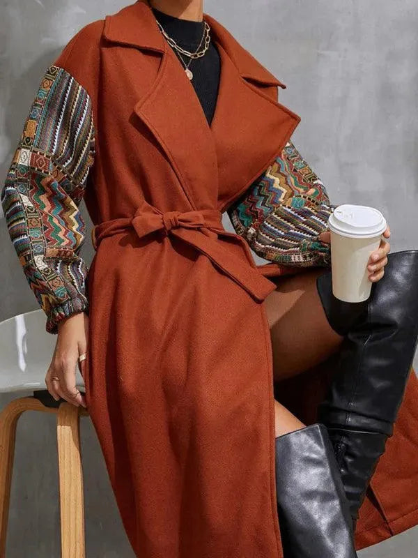 Women's Wrap Coat Longline Belted Elegant Style