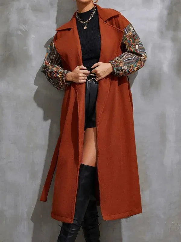 Women's Wrap Coat Longline Belted Elegant Style