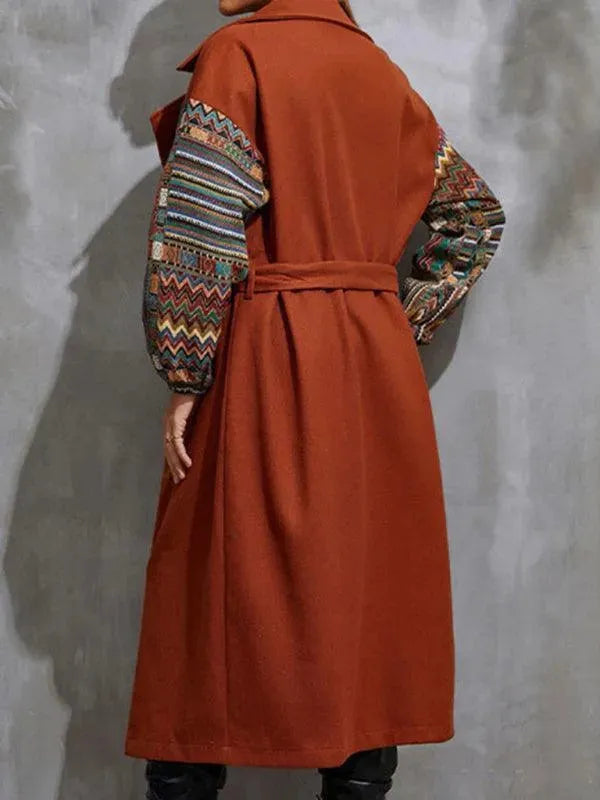 Women's Wrap Coat Longline Belted Elegant Style