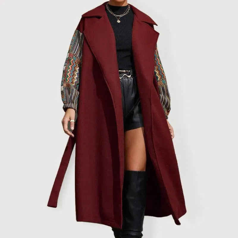 Women's Wrap Coat Longline Belted Elegant Style