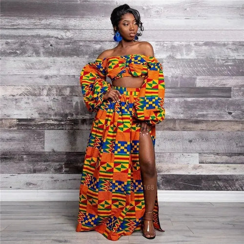 African Print Maxi Skirt-Women's Skirt-LeStyleParfait