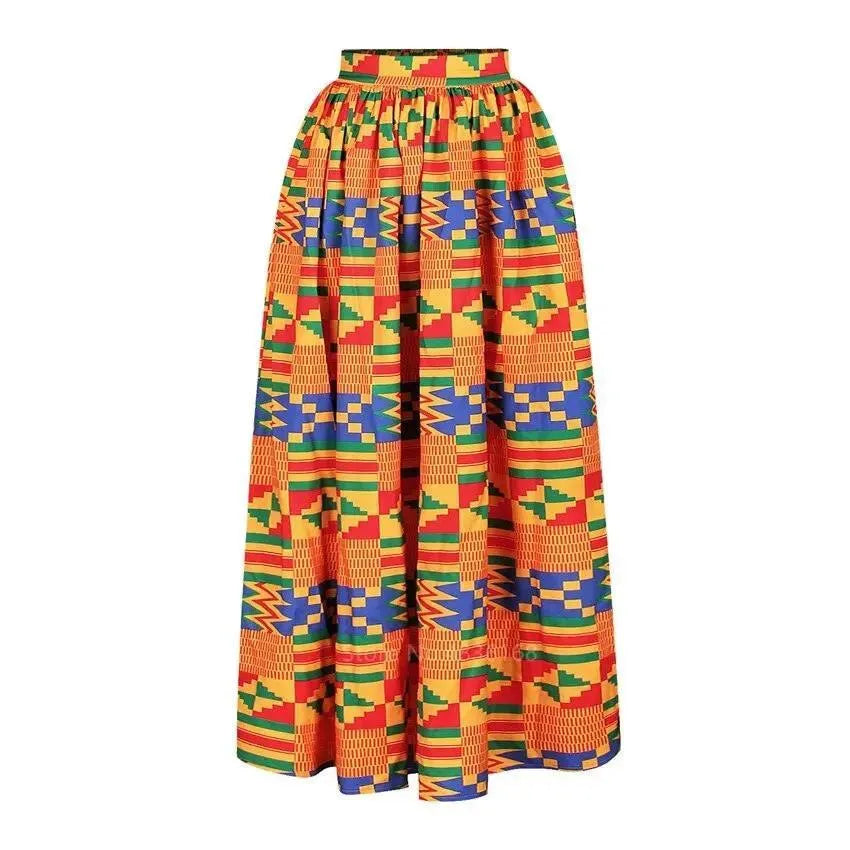 African Print Maxi Skirt-Women's Skirt-LeStyleParfait