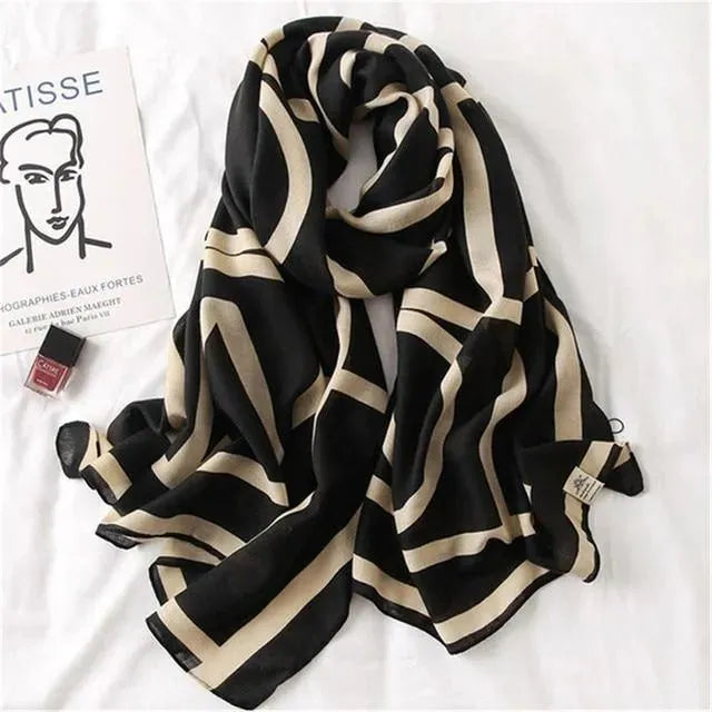 LeStyleParfait Women's Scarves & Shawls Stylish Wrap Scarf Printed Cotton -Scarf