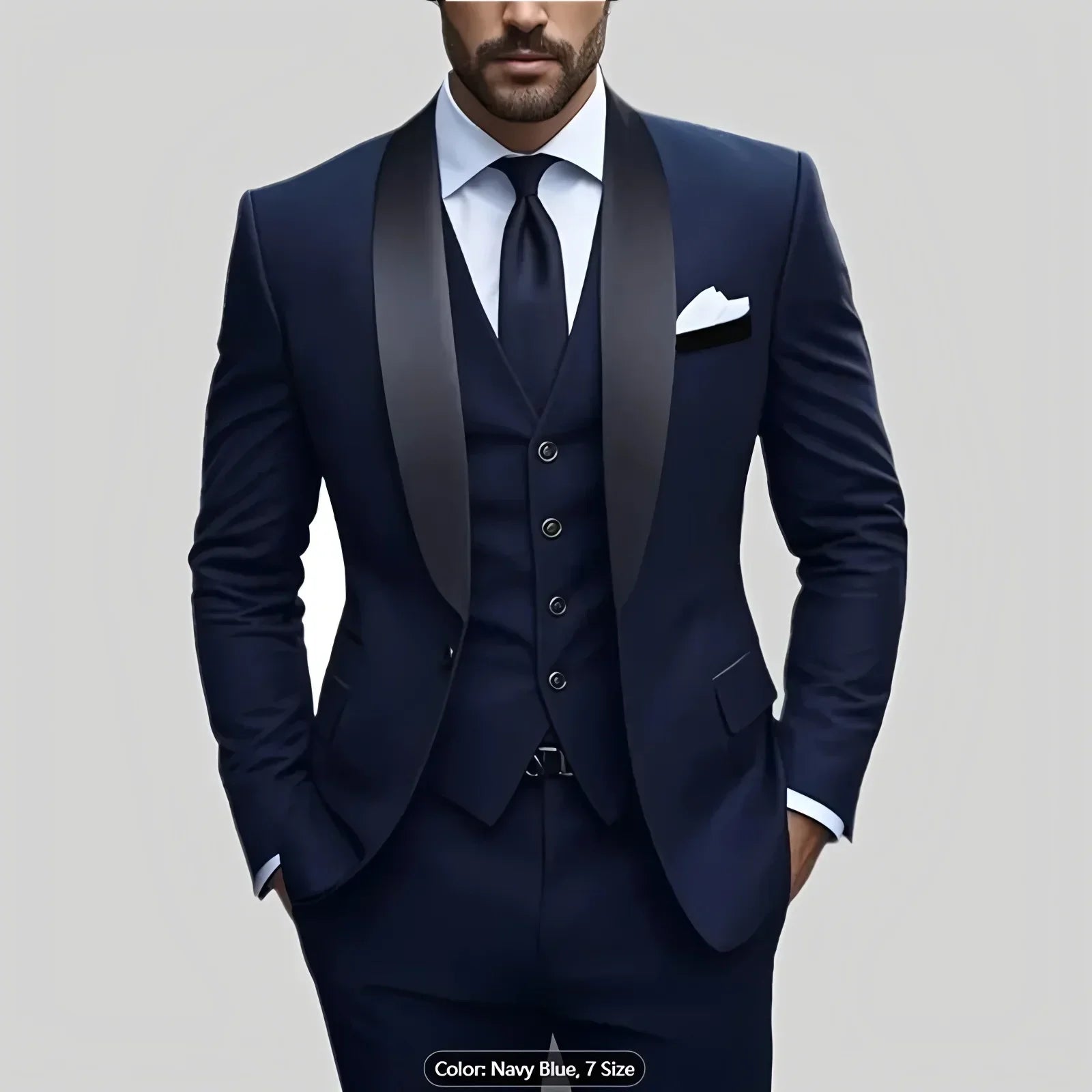 Men's Solid Color Formal Three Piece Suit