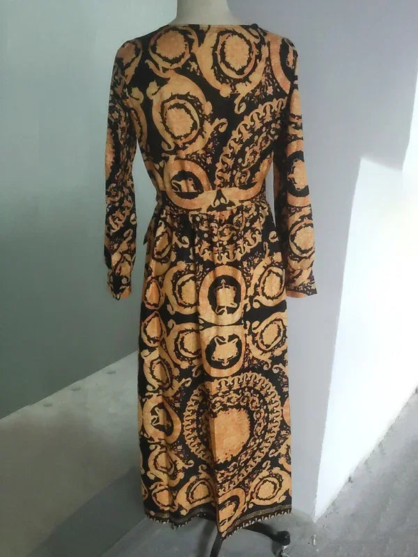 Boho Multicolor Chiffon Wrap Maxi Dress