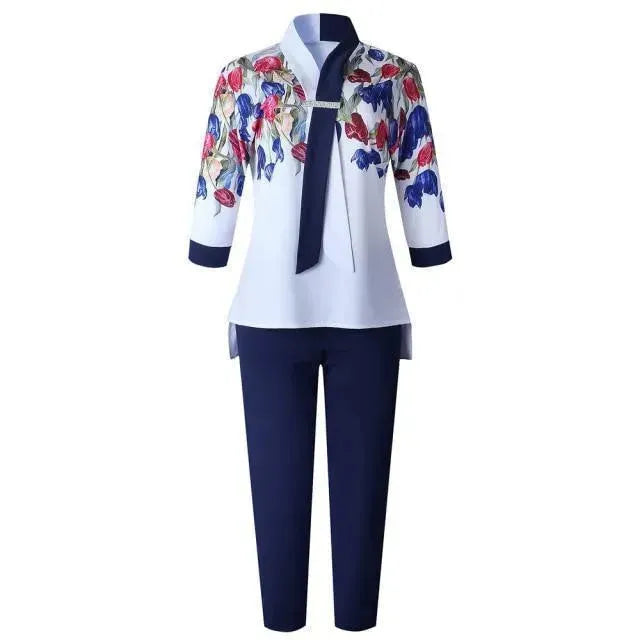 Bold Floral Tailored Two-Piece Set - Floral Tailored Two-Piece Set - LeStyleParfait