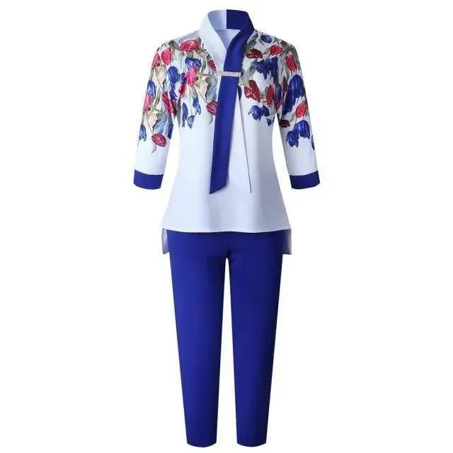 Bold Floral Tailored Two-Piece Set - Floral Tailored Two-Piece Set - LeStyleParfait