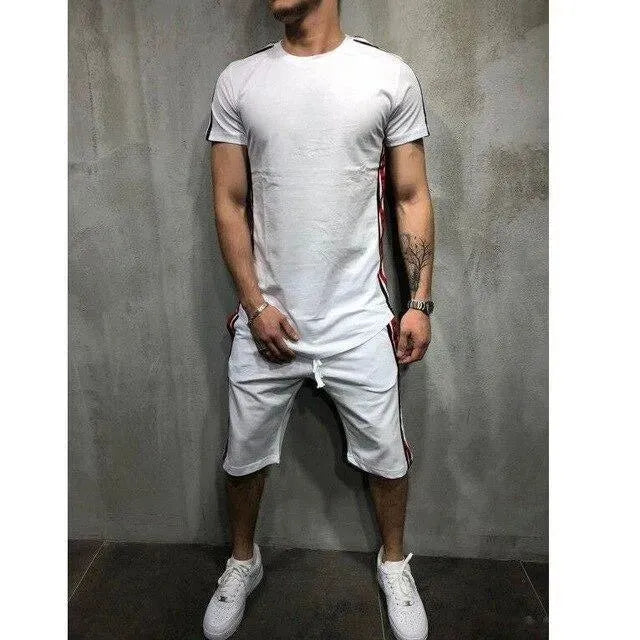 Bold Men Colorblock Summer Two-Piece Shorts Set - Colorblock Casual Two-Piece Set - LeStyleParfait