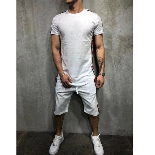 Bold Men Colorblock Summer Two-Piece Shorts Set - Colorblock Casual Two-Piece Set - LeStyleParfait