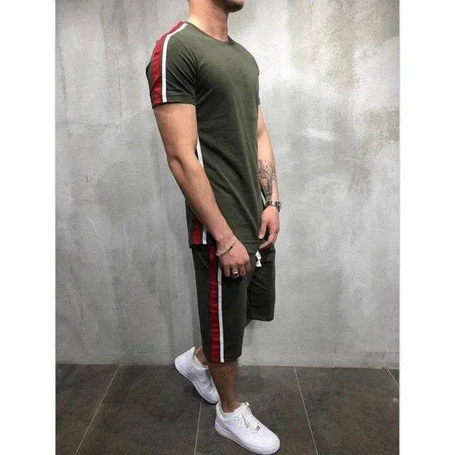 Bold Men Colorblock Summer Two-Piece Shorts Set - Colorblock Casual Two-Piece Set - LeStyleParfait