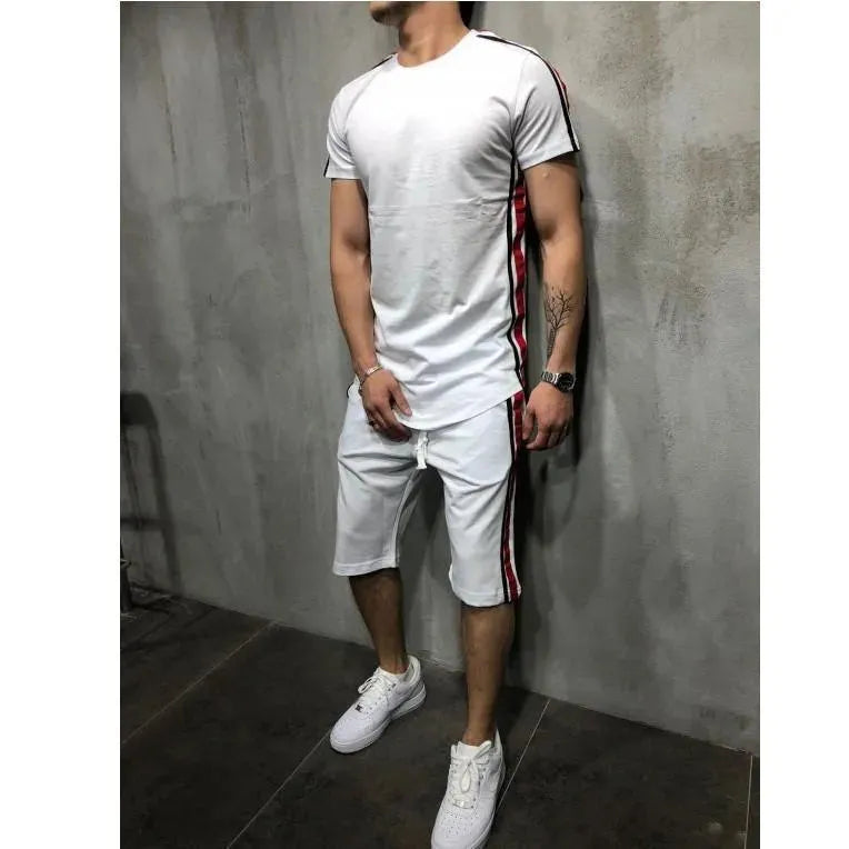 Bold Men Colorblock Summer Two-Piece Shorts Set - Colorblock Casual Two-Piece Set - LeStyleParfait