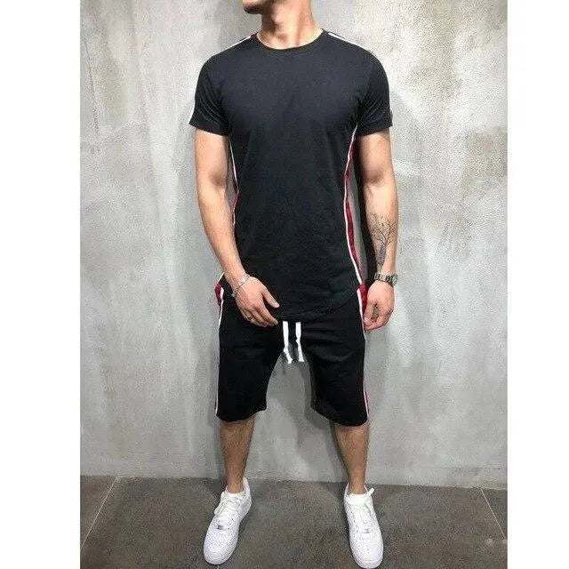 Bold Men Colorblock Summer Two-Piece Shorts Set - Colorblock Casual Two-Piece Set - LeStyleParfait