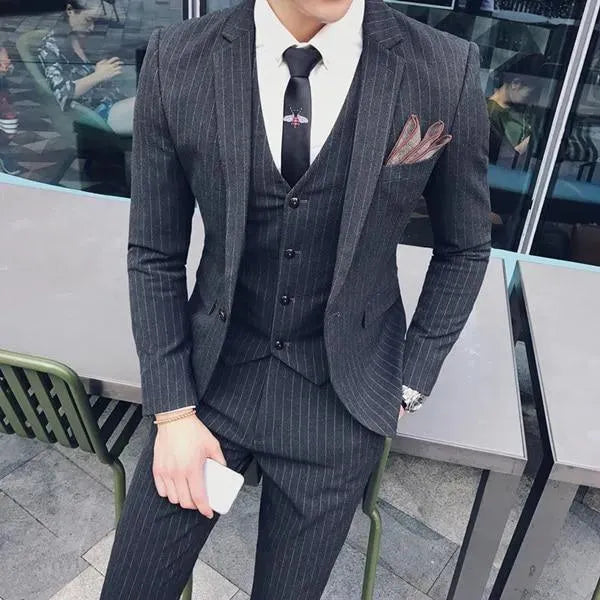 The Socialist Pinstripes Three Piece Suit - Three Piece Suit - LeStyleParfait