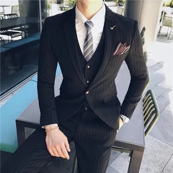 The Socialist Pinstripes Three Piece Suit - Three Piece Suit - LeStyleParfait