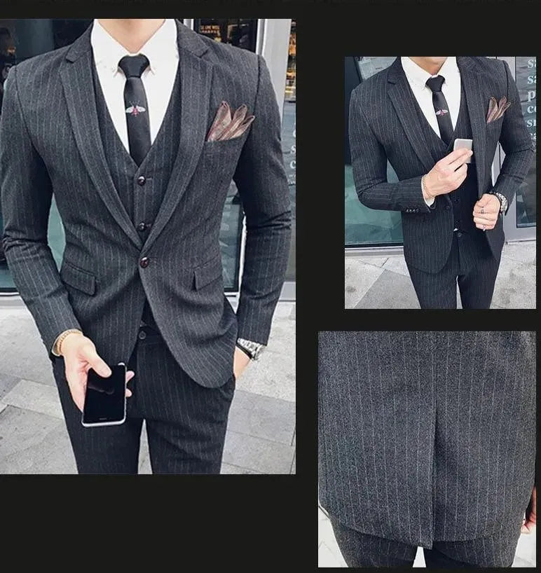 The Socialist Pinstripes Three Piece Suit - Three Piece Suit - LeStyleParfait