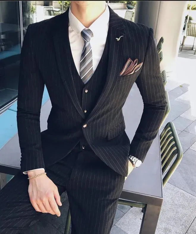 The Socialist Pinstripes Three Piece Suit - Three Piece Suit - LeStyleParfait